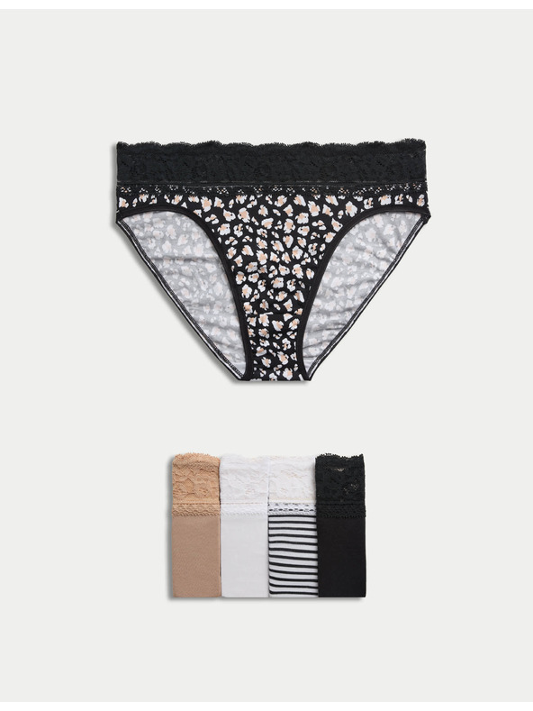 Marks & Spencer Magasan vágott alsónemű magas pamuttartalommal és mintával, 5 db Marks & Spencer fehér