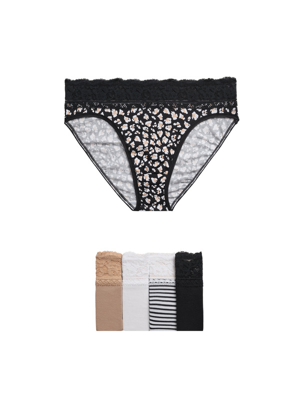 Marks & Spencer Magasan vágott alsónemű magas pamuttartalommal és mintával, 5 db Marks & Spencer fehér