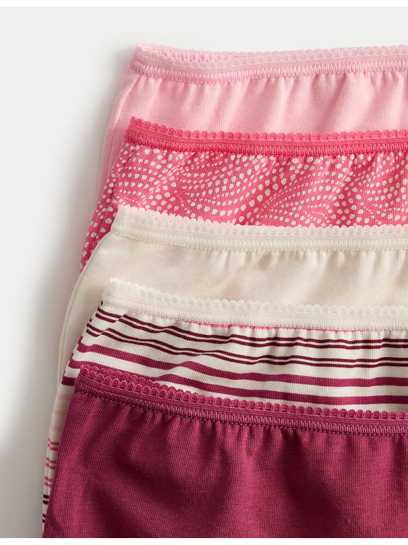 Marks & Spencer Rövid szárú alsónemű magas derékkal, mintával, Lycra™ pamutból, 5 db Marks & Spencer rózsaszín