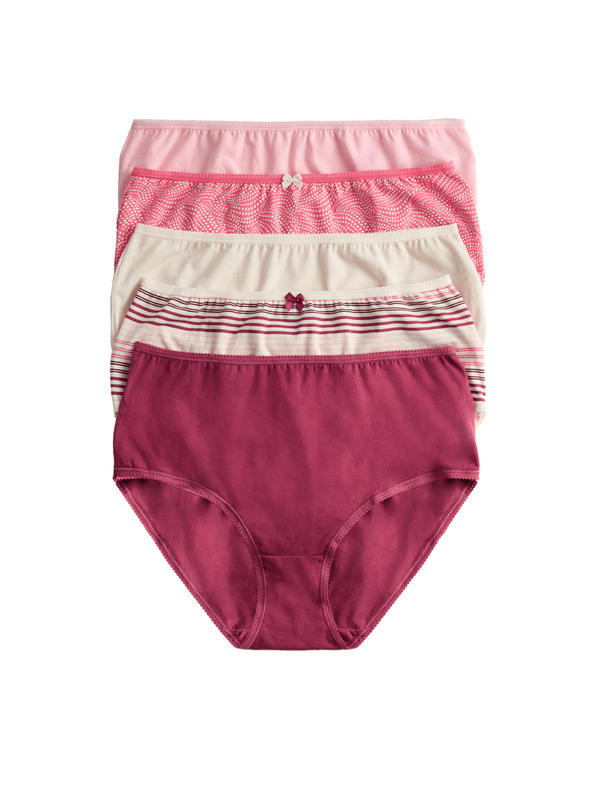 Marks & Spencer Rövid szárú alsónemű magas derékkal, mintával, Lycra™ pamutból, 5 db Marks & Spencer rózsaszín
