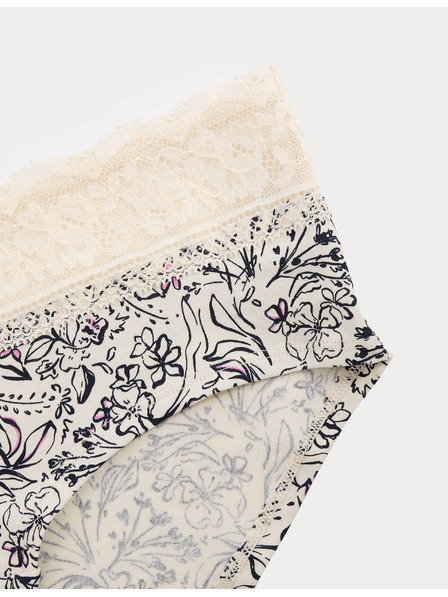 Marks & Spencer Rövid szárú alsónemű alacsony derékkal, magas pamuttartalommal és mintával, 5 db Marks & Spencer zöld