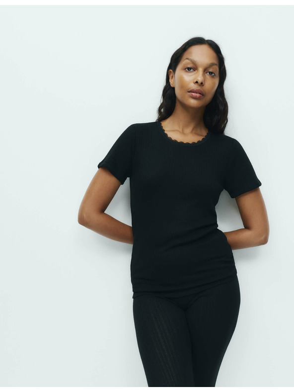 Marks & Spencer Marks & Spencer 2 db-os horgolt rövid ujjú thermo felső fekete