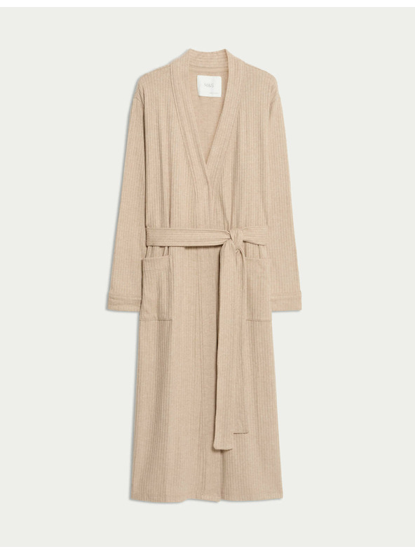 Marks & Spencer Marks & Spencer széles bordázatú köntös krémszínű