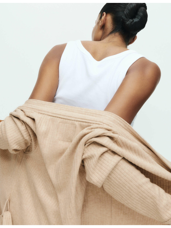 Marks & Spencer Marks & Spencer széles bordázatú köntös krémszínű