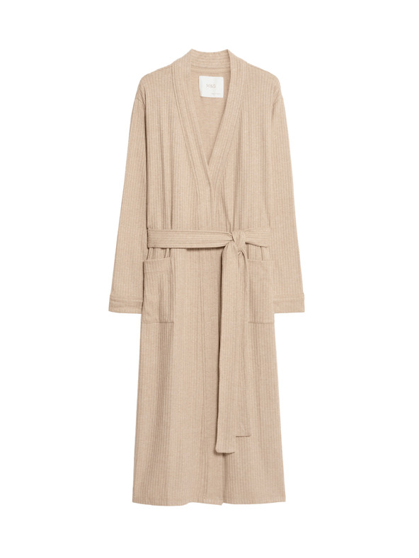 Marks & Spencer Marks & Spencer széles bordázatú köntös krémszínű