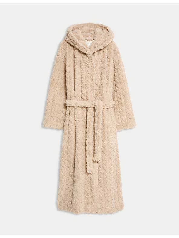 Marks & Spencer Kapucnis hosszú zsorzsett fürdőköpeny Marks & Spencer törtfehér