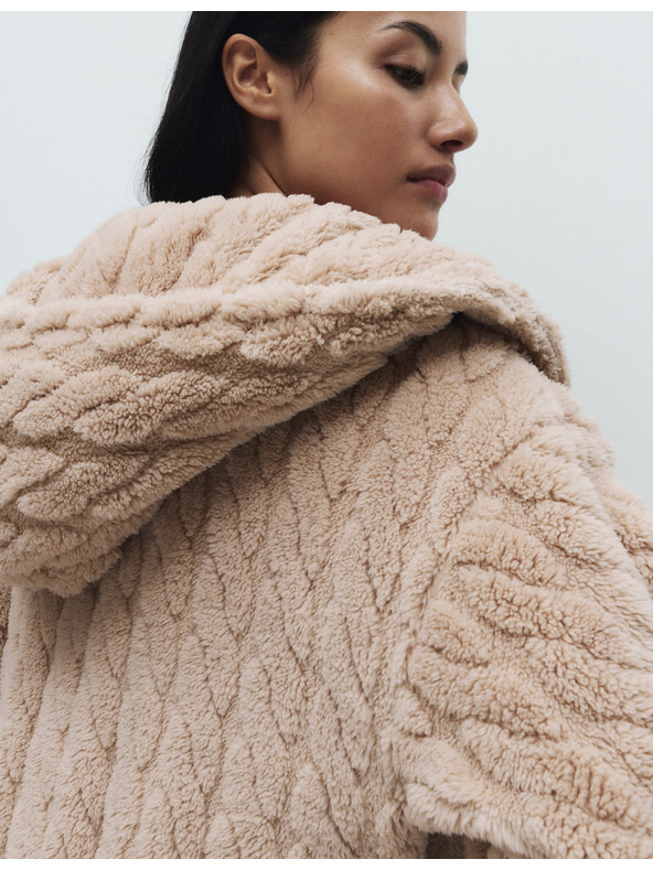 Marks & Spencer Kapucnis hosszú zsorzsett fürdőköpeny Marks & Spencer törtfehér