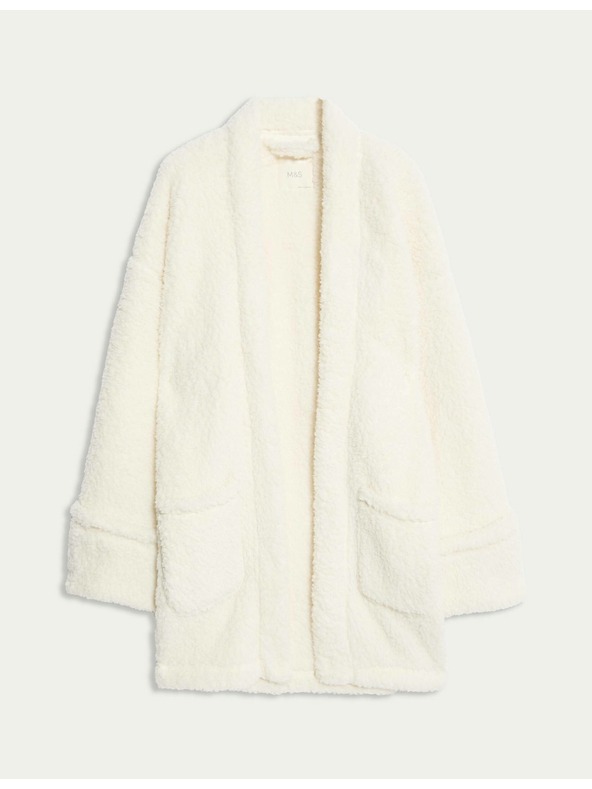 Marks & Spencer Mackós műszőrme átvetős kardigán Marks & Spencer törtfehér