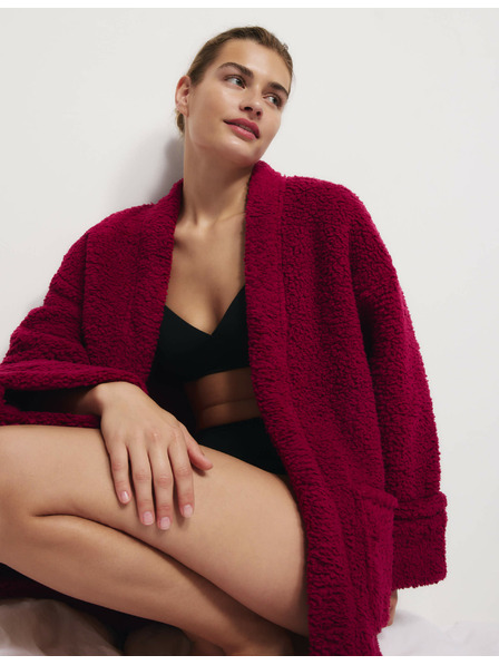 Marks & Spencer Mackós műszőrme átvetős kardigán Marks & Spencer rózsaszín