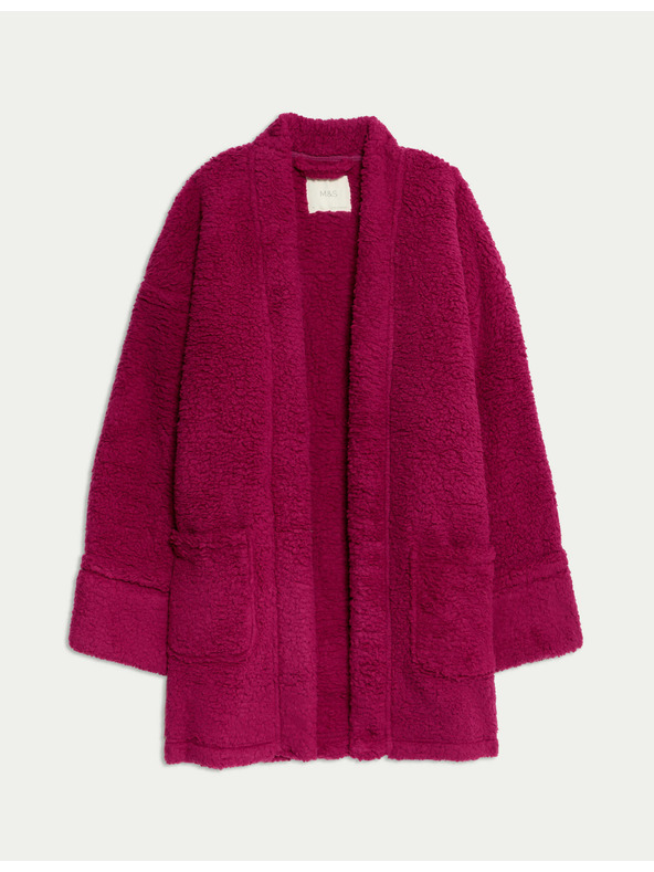 Marks & Spencer Mackós műszőrme átvetős kardigán Marks & Spencer rózsaszín