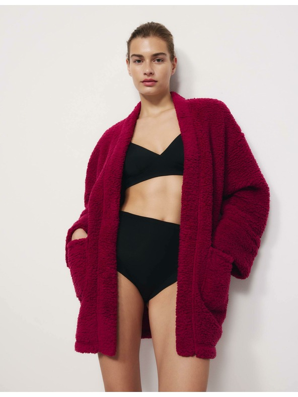 Marks & Spencer Mackós műszőrme átvetős kardigán Marks & Spencer rózsaszín