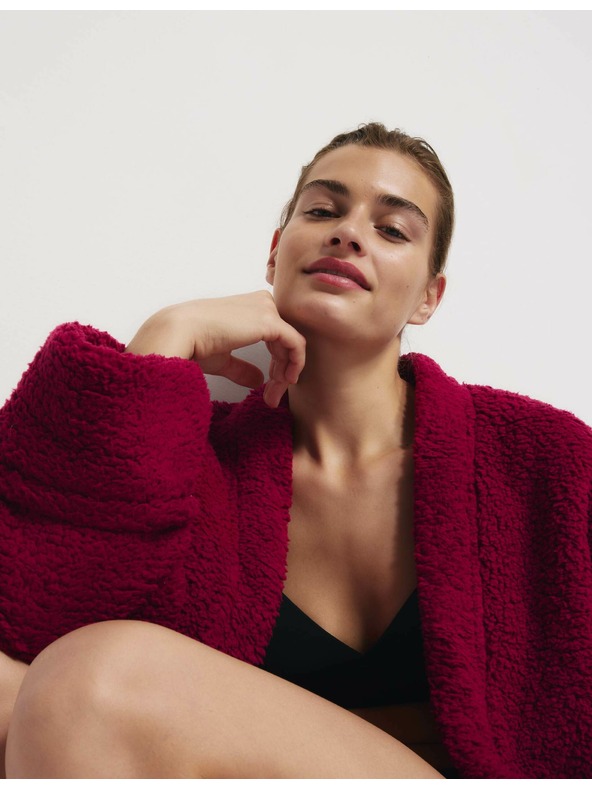 Marks & Spencer Mackós műszőrme átvetős kardigán Marks & Spencer rózsaszín