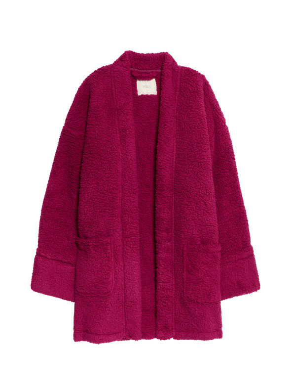 Marks & Spencer Mackós műszőrme átvetős kardigán Marks & Spencer rózsaszín