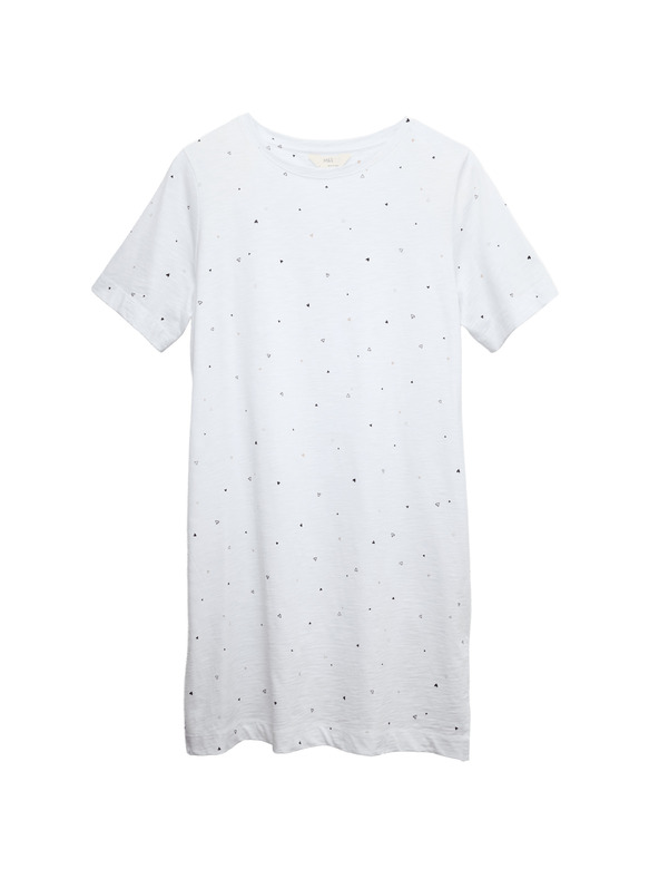 Marks & Spencer Nyomott mintás 100% pamut hálóing Marks & Spencer fehér