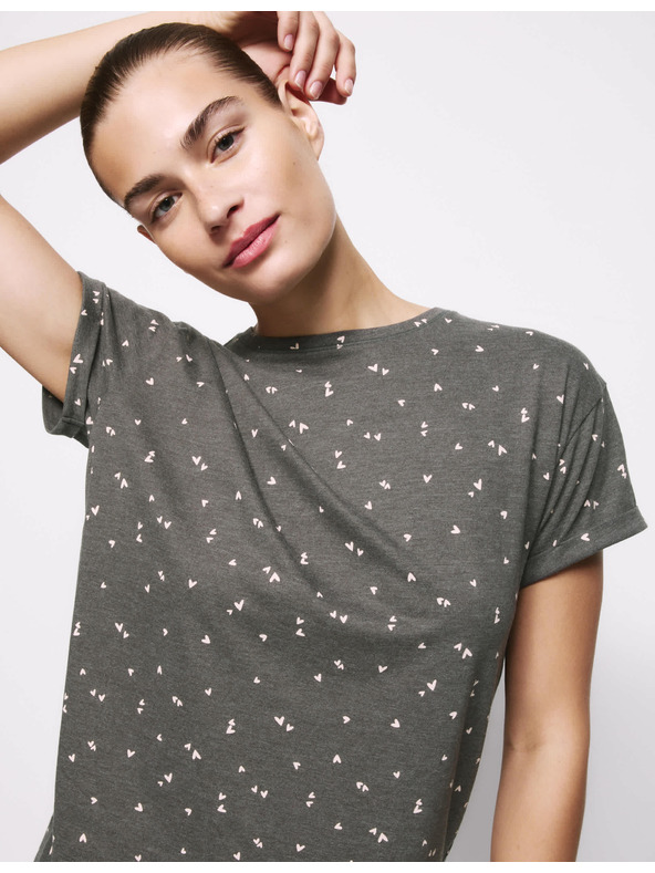 Marks & Spencer Marks & Spencer szürke, mintás pizsama szett magas pamuttartalommal