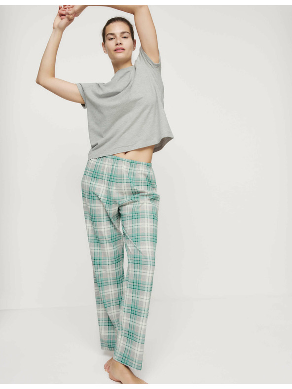 Marks & Spencer Marks & Spencer szürke, mintás pizsama szett magas pamuttartalommal