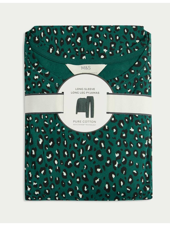 Marks & Spencer Tiszta pamut pizsama szett nyomtatott mintával Marks & Spencer zöld