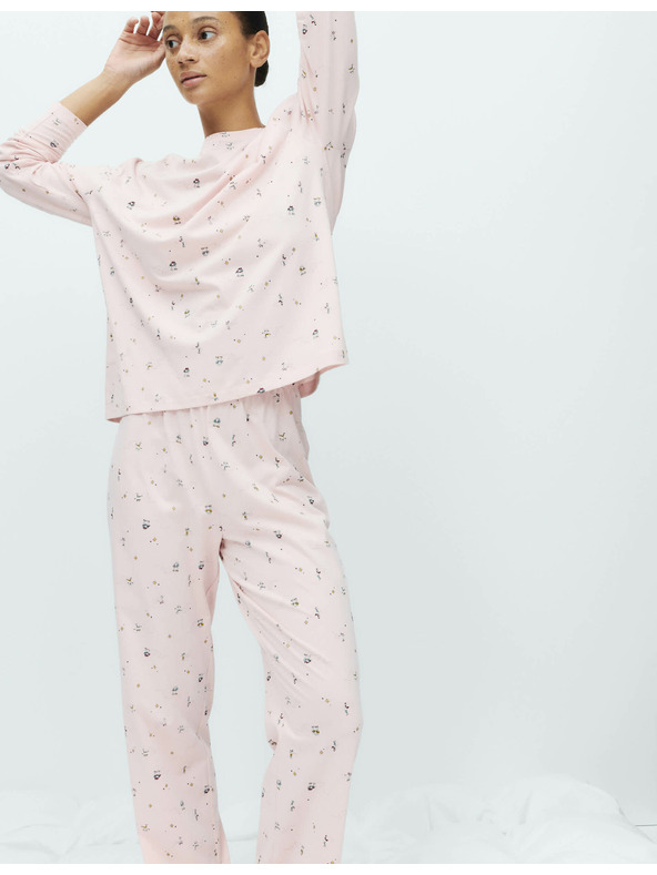 Marks & Spencer Tiszta pamut pizsama szett nyomtatott mintával Marks & Spencer rózsaszín
