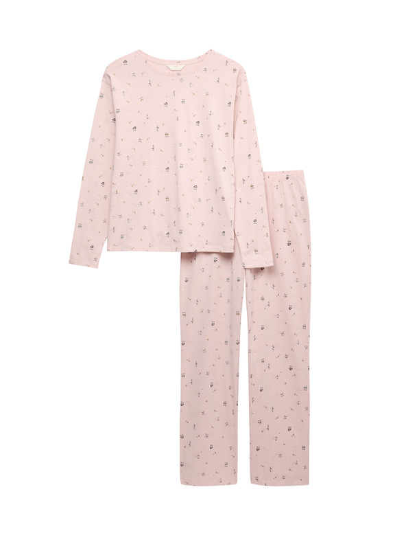 Marks & Spencer Tiszta pamut pizsama szett nyomtatott mintával Marks & Spencer rózsaszín