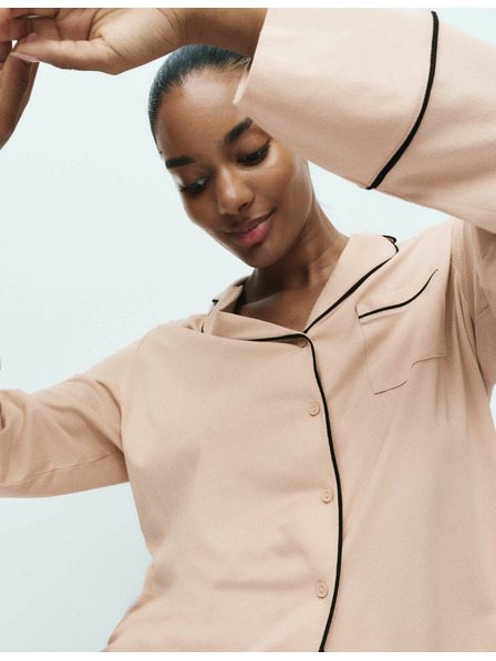 Marks & Spencer Marks & Spencer pamut-modal Revere pizsama szett krémszínű