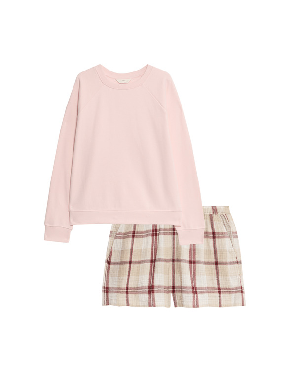 Marks & Spencer Marks & Spencer nyári 2 részes 100% pamut pizsama szett rózsaszín