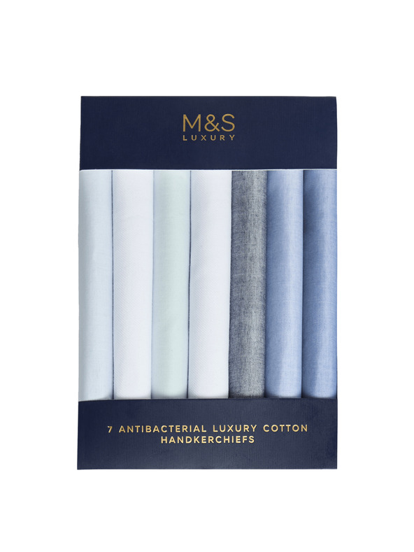 Marks & Spencer Antibakteriális kendők tiszta pamutból, 7 db csomag Marks & Spencer kék