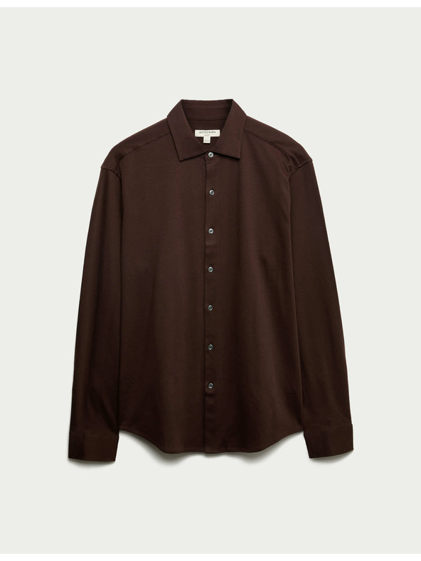 Marks & Spencer Marks & Spencer jersey pamuting, normál szabású, könnyen vasalható barna