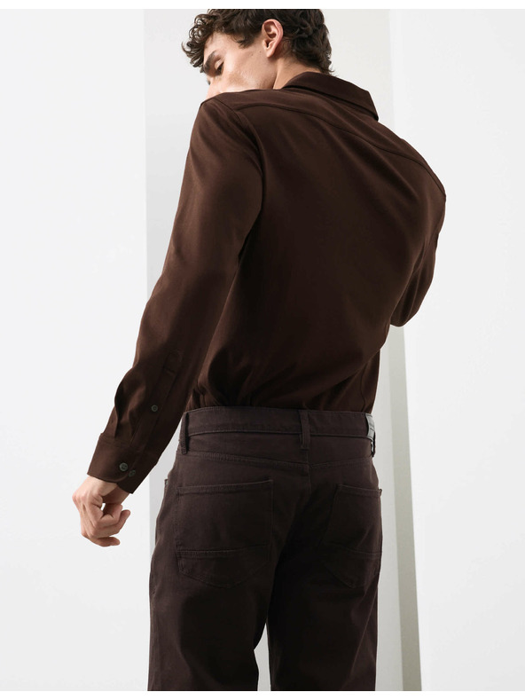 Marks & Spencer Marks & Spencer jersey pamuting, normál szabású, könnyen vasalható barna