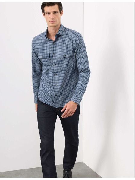 Marks & Spencer Marks & Spencer kockás, magas pamuttartalmú, könnyen vasalható ing kék