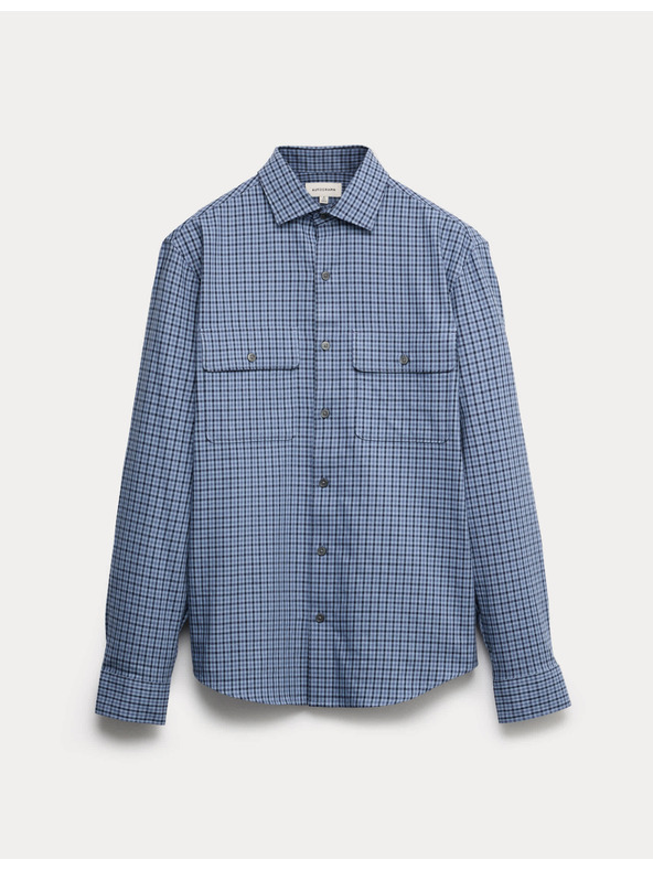 Marks & Spencer Marks & Spencer kockás, magas pamuttartalmú, könnyen vasalható ing kék