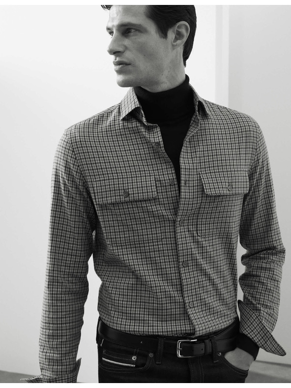 Marks & Spencer Marks & Spencer kockás, magas pamuttartalmú, könnyen vasalható ing kék