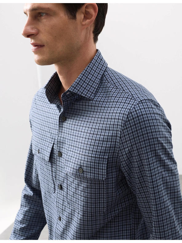 Marks & Spencer Marks & Spencer kockás, magas pamuttartalmú, könnyen vasalható ing kék