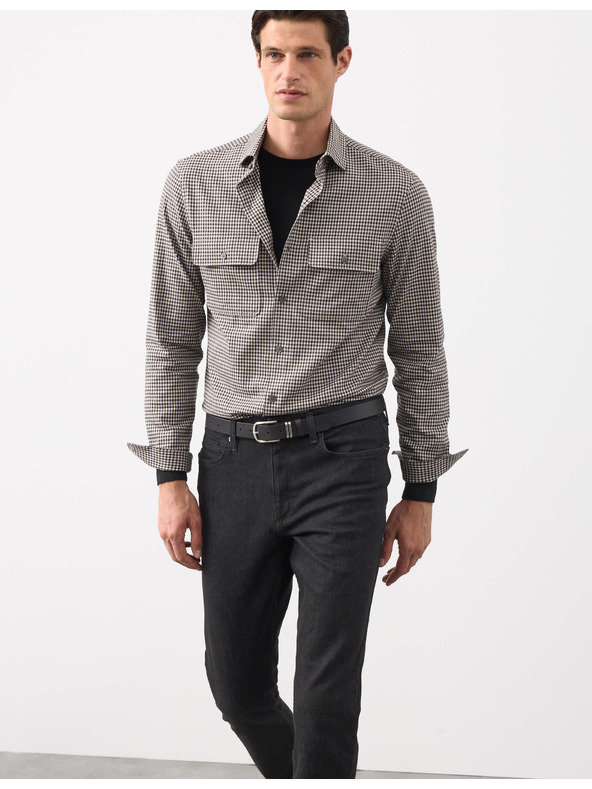 Marks & Spencer Marks & Spencer kockás, magas pamuttartalmú, könnyen vasalható ing bézs