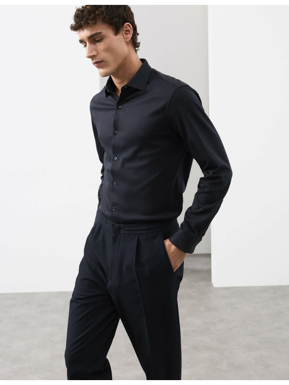 Marks & Spencer Marks & Spencer jersey pamuting, normál szabású, könnyen vasalható tengerkék