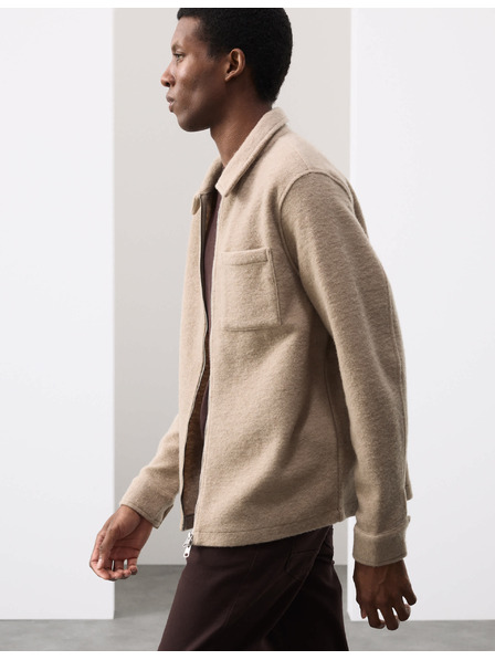 Marks & Spencer Flíz dzseki cipzárral gyapjúkeverékből Marks & Spencer bézs