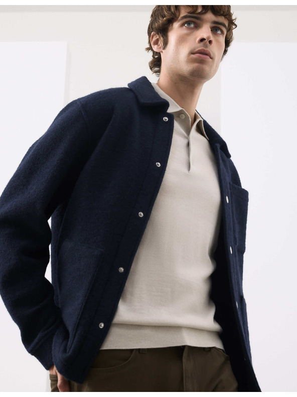 Marks & Spencer Flíz dzseki gyapjúkeverékből 3 zsebbel Marks & Spencer tengerészkék