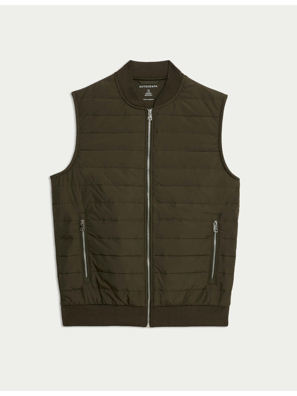 Marks & Spencer Steppelt mellény cipzárral, Stormwear™ technológiával és magas pamuttartalommal Marks & Spencer zöld