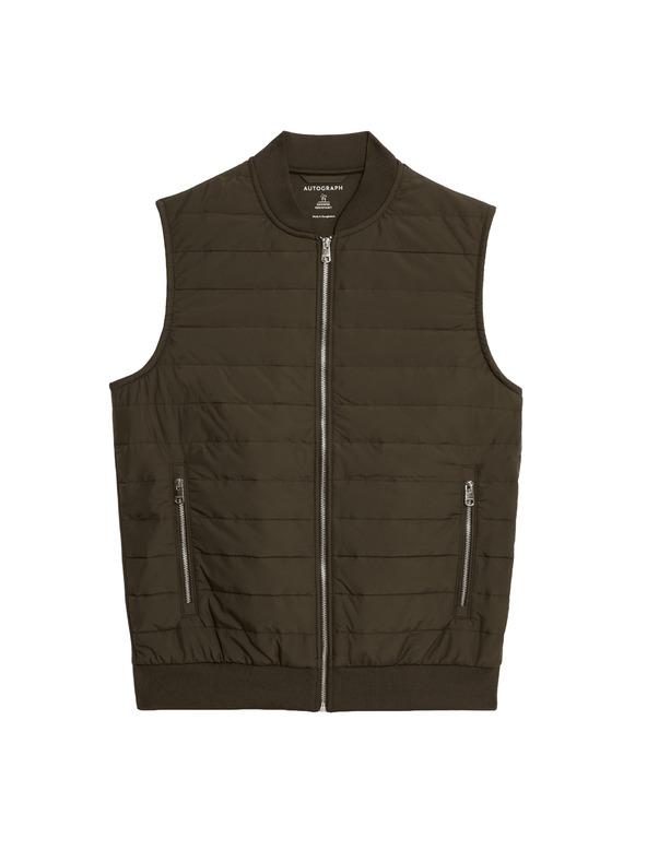 Marks & Spencer Steppelt mellény cipzárral, Stormwear™ technológiával és magas pamuttartalommal Marks & Spencer zöld