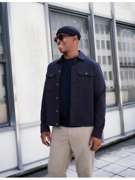 Marks & Spencer Halszálkás mintás ing magas pamuttartalommal, Marks & Spencer tengerészkék