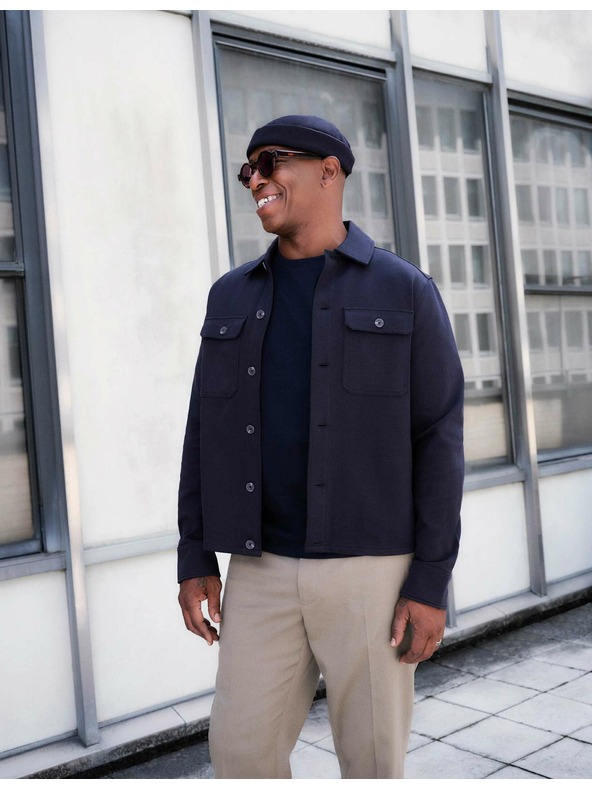 Marks & Spencer Halszálkás mintás ing magas pamuttartalommal, Marks & Spencer tengerészkék