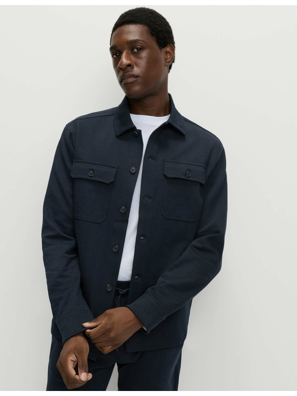 Marks & Spencer Halszálkás mintás ing magas pamuttartalommal, Marks & Spencer tengerészkék