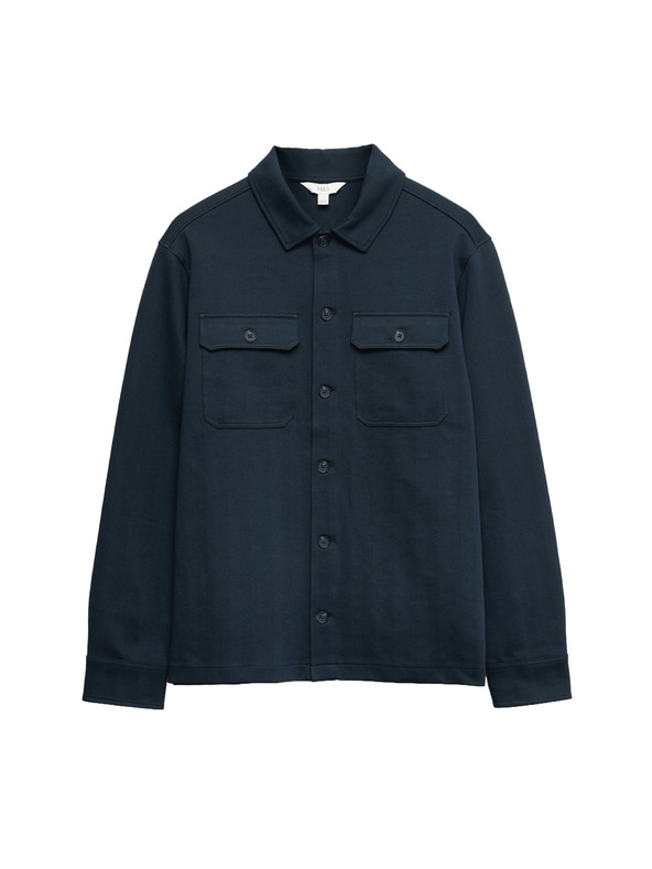 Marks & Spencer Halszálkás mintás ing magas pamuttartalommal, Marks & Spencer tengerészkék