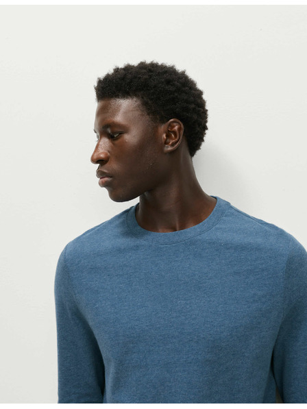 Marks & Spencer Puha tapintású, hosszú ujjú tiszta pamut póló, Marks & Spencer kék