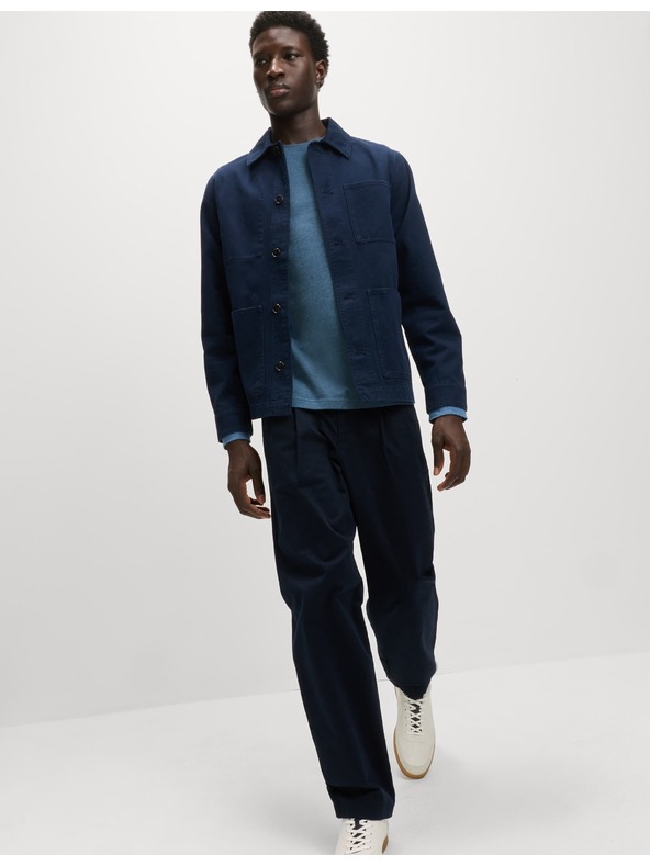 Marks & Spencer Puha tapintású, hosszú ujjú tiszta pamut póló, Marks & Spencer kék