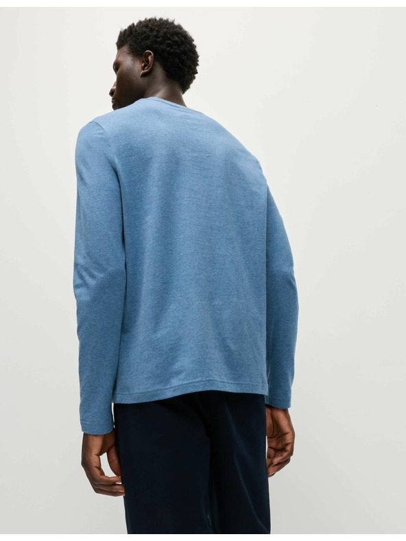 Marks & Spencer Puha tapintású, hosszú ujjú tiszta pamut póló, Marks & Spencer kék