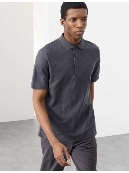 Marks & Spencer Geometriai mintás póló, 100% pamutból, Marks & Spencer szürke