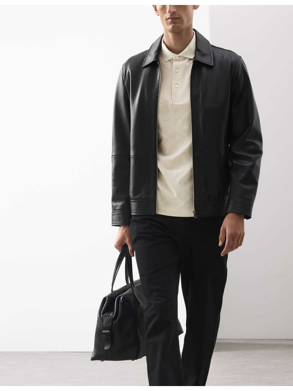 Marks & Spencer Geometriai mintás póló, 100% pamutból, Marks & Spencer törtfehér