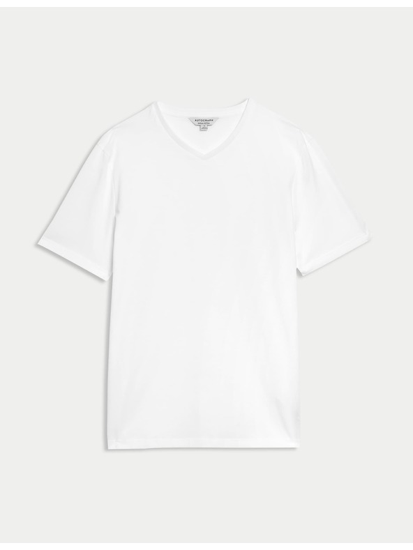 Marks & Spencer V-nyakú póló 100% Supima® pamutból Marks & Spencer fehér