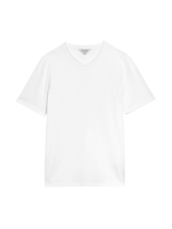 Marks & Spencer V-nyakú póló 100% Supima® pamutból Marks & Spencer fehér