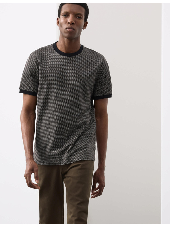 Marks & Spencer Jacquard póló 100% pamutból Marks & Spencer fekete